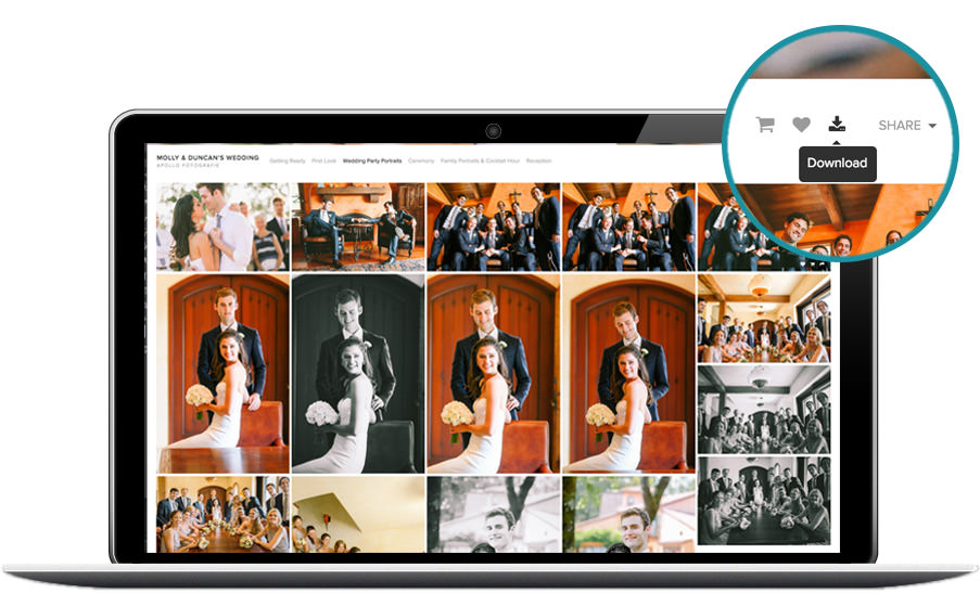 wedding photography gallery on desktop